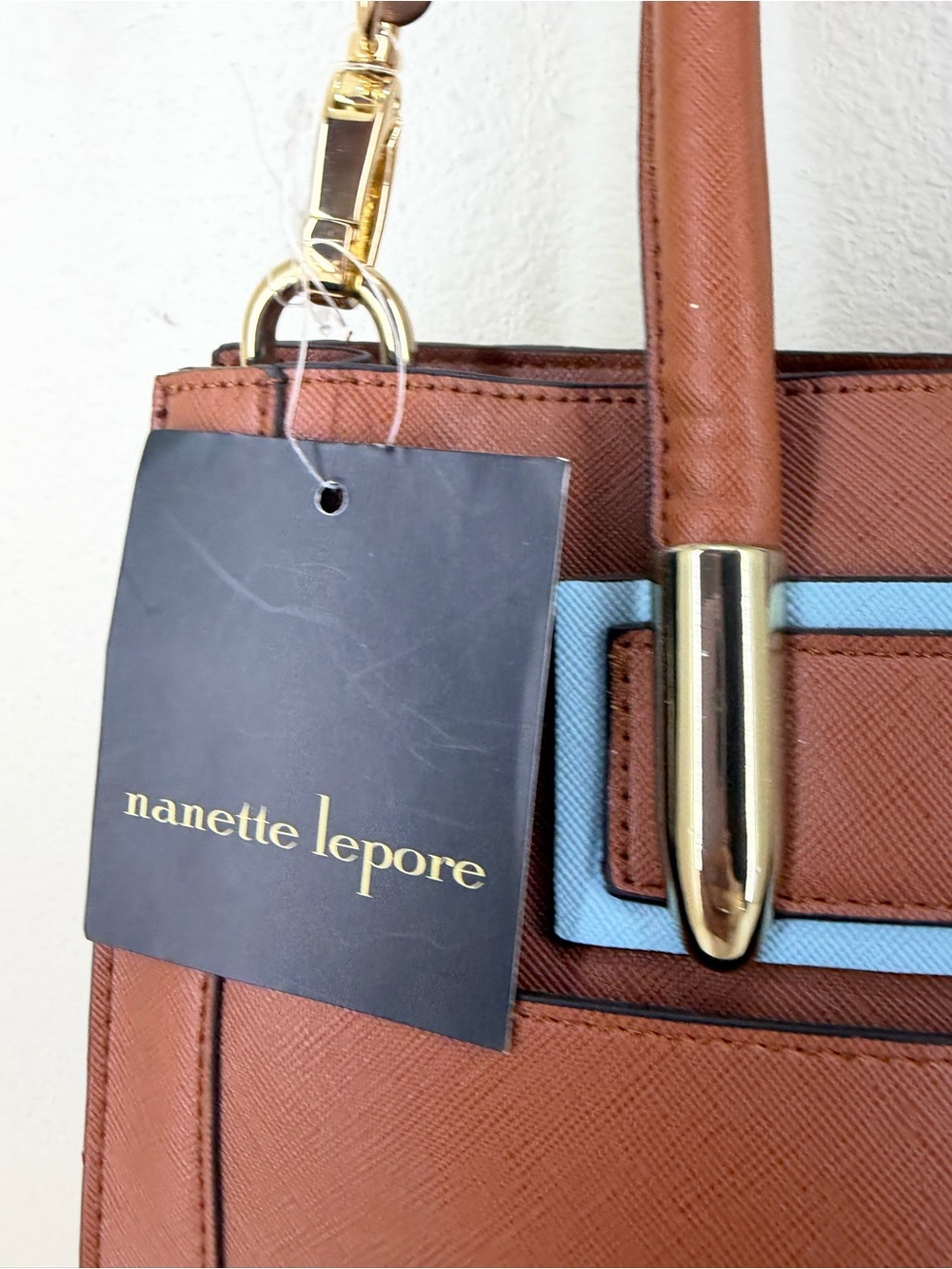 Nanette Lepore Brown Satchel with Light Blue Trim - Picture 4 of 11